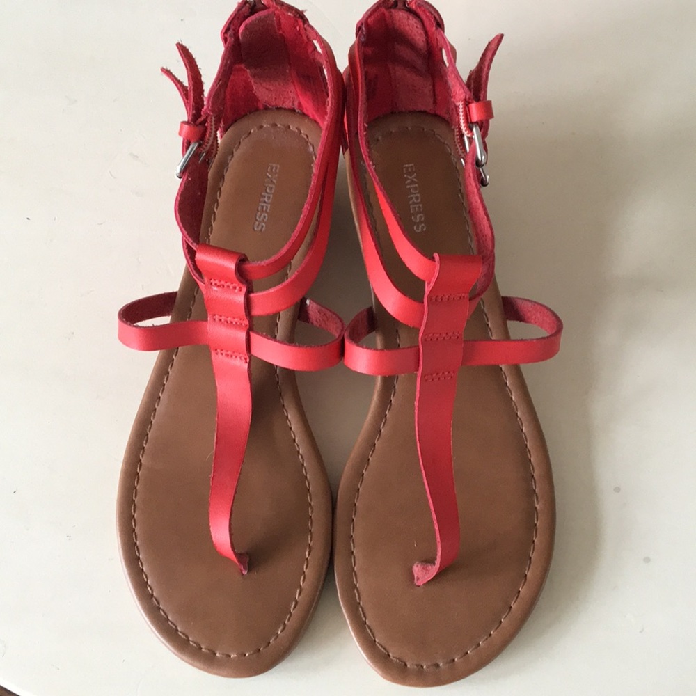 Orange reddish color wedge sandals